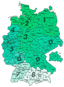 Карта почтовых индексов в Германии