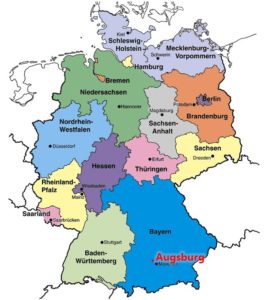 Аугсбург на карте Германии