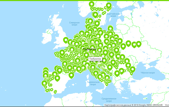Карта маршрутов FlixBus