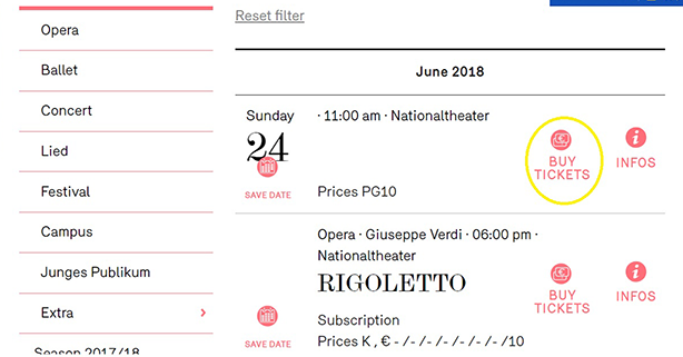 Покупка билета в Баварскую оперу 