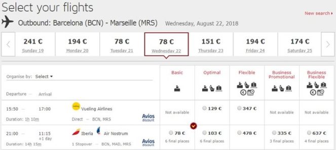Расписание самолетов Барселона-Марсель