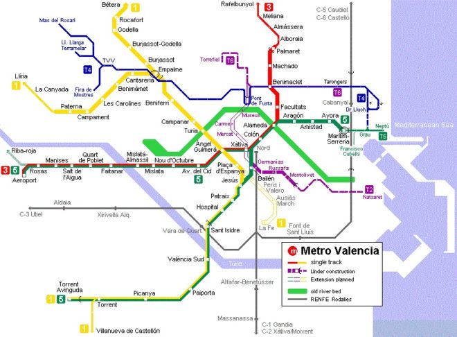Англоязычная карта метро Валенси