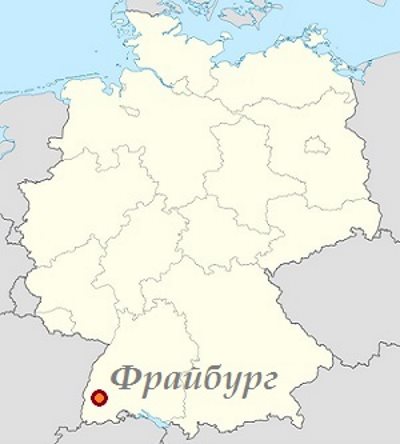 Фрайбург на карте Германии