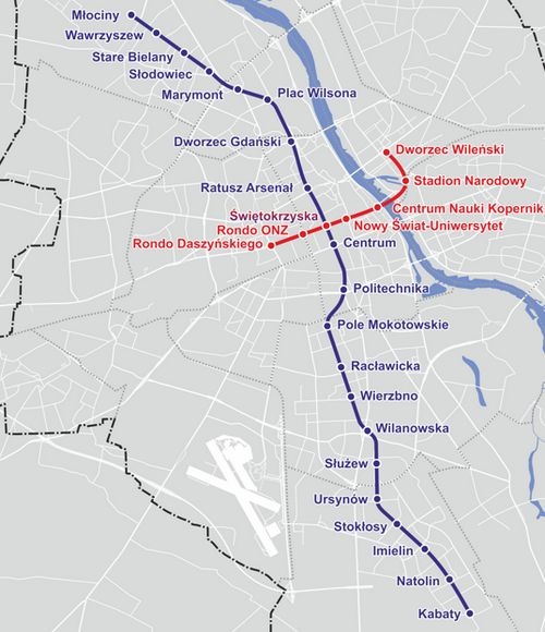 схема метро Варшавы