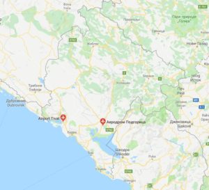 аэропорты Черногории на карте