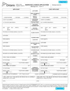 Marriage License Application Form
